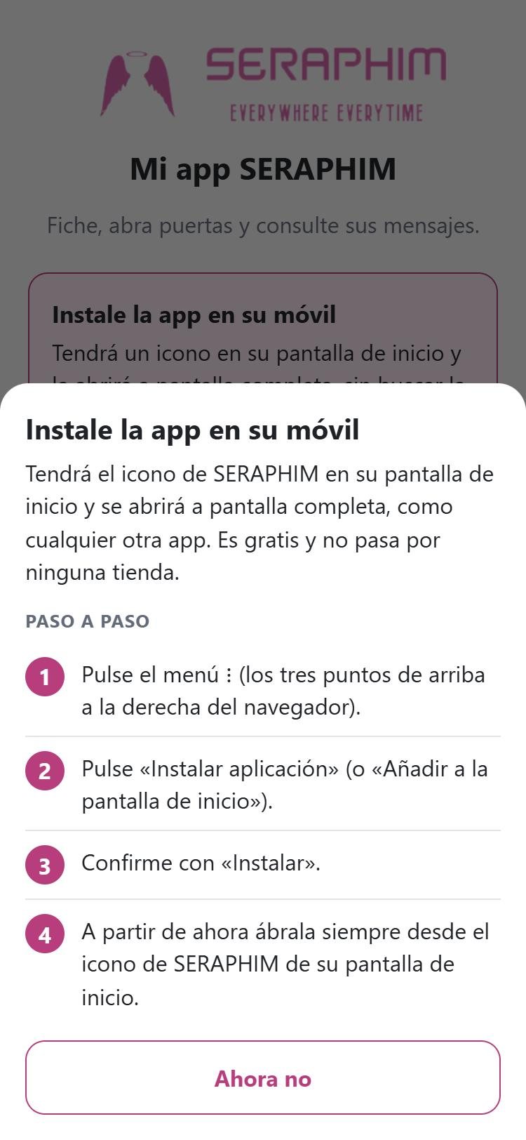 Hoja con los pasos para instalar la app