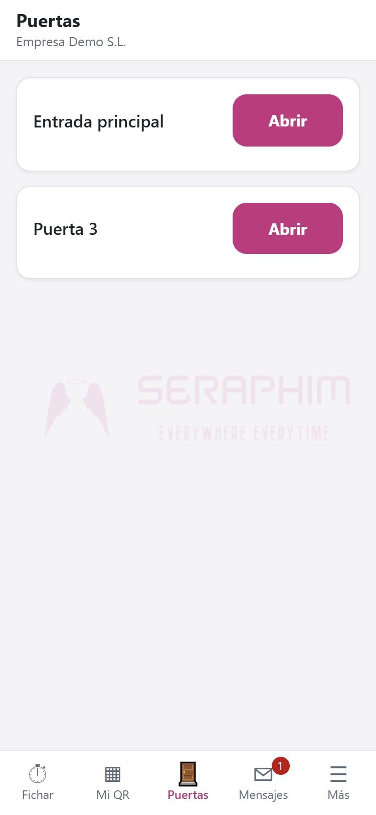 Lista de puertas con el botón Abrir